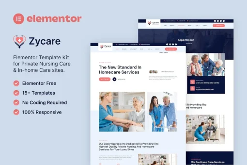 Zycare – In Home Care & Private Nursing Agency Elementor Template Kit